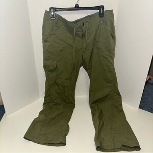 Army Green REI converible hiking Pants with drawstring waist petite 12